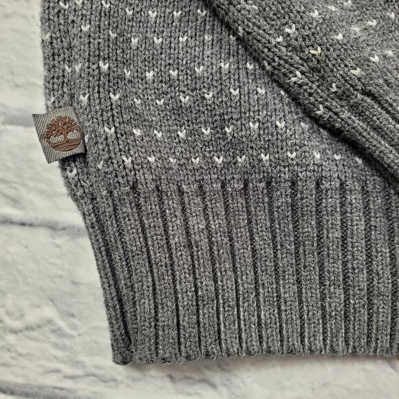Gray Timberland Convertible Button Mock Turtleneck Fair Isle Sweater size Large - Picture 14 of 16